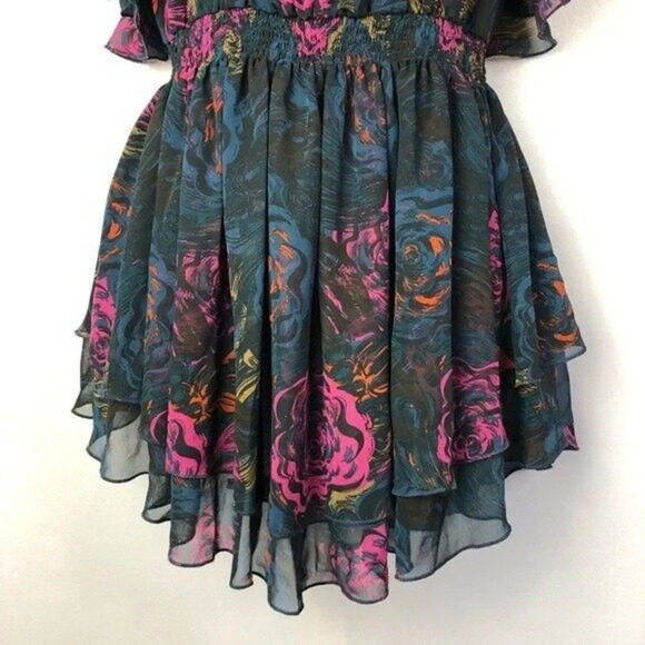 H&M Y2K Navy Blue Floral Cross Back Tunic Tank Top 6 - Picture 5 of 9